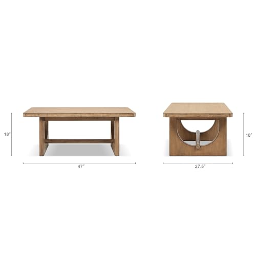 Jennifer Taylor Home Turnkey 47" Reclaimed Pine Wood Coffee Table, Antique Natural Brown Reclaimed Pine Wood by Jennifer Taylor Home - Image 7