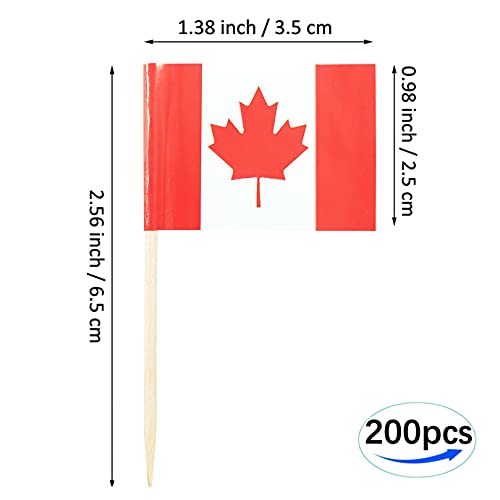 JBCD Canada Toothpick Flag Canadian Mini Small Cupcake Topper Flags, 200pcs