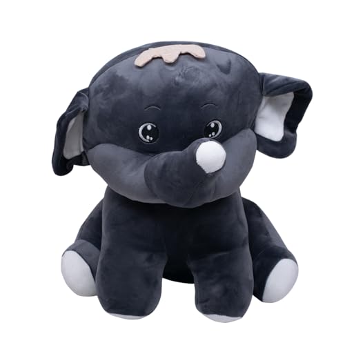Image of (30 CM Stuffed Elephant Soft Toy Cute Animal Plush Teddy | Super Soft Cuddle Elephant Embrace Toy for Kids & Babies | Black Huggable Stuffed Animal Birthday Gift for Boys and Girls