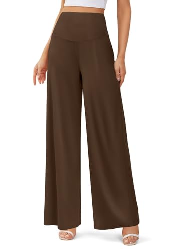 JZC Women's Palazzo Lounge Pants Stretchy Wide Leg Casual Pants Comfy High Waist Flowy Pants S-3XL
