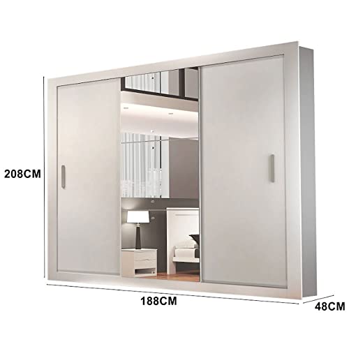 Guarda Roupa Casal com Espelho 3 Portas de Correr Luna Rufato Branco