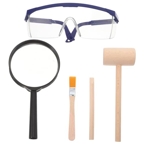 POPETPOP Kit de Fouilles pour Garçon Fille avec Mini Marteau Bois Burin et Brosse Outil Éducatif pour Jeux Imitation et Exploration de Fossiles