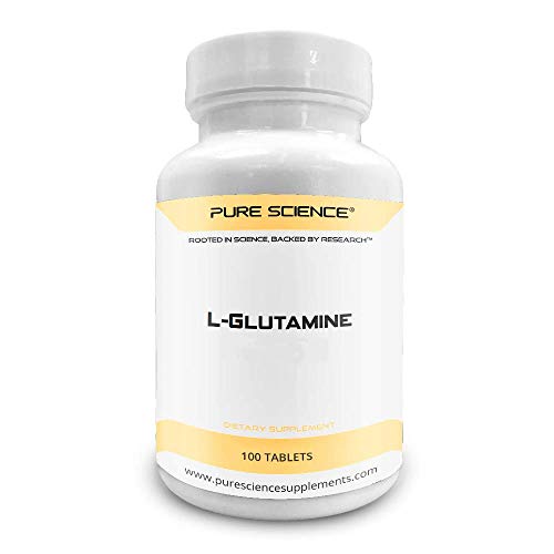 mass 1000 - Pure Science L-Glutamine 1000mg - Improves Energy Levels & Muscle Mass, Muscle Recovery, Supports Digestive - 100 Tablets