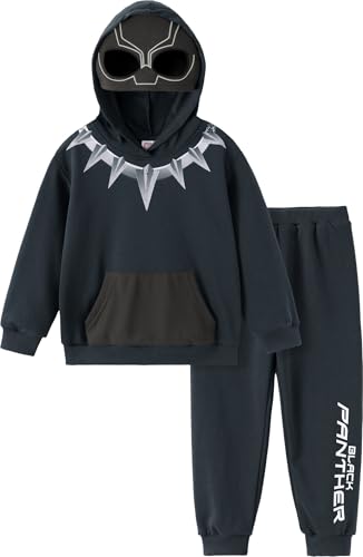Marvel Sudadera con capucha para niño, disfraz de pantera negra, disfraz de cosplay de 2 piezas, conjunto de sudadera con temática de Los Vengadores, regalo de cumpleaños para niños, ropa de Halloween
