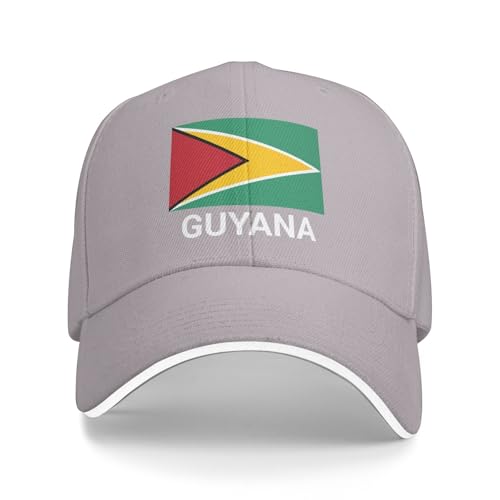 Support Drapeau Guyana Casquette Guyanais Casquettes pour Hommes Femmes I Stand avec Guyana Baseball Cap Trucker Chapeaux, gris, Taille unique