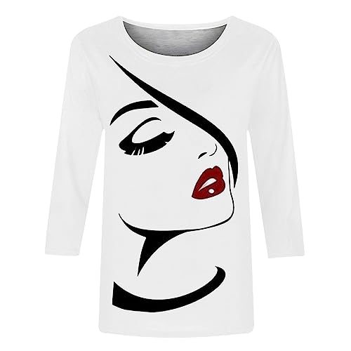 Kuluzego Women 3/4 Sleeve Tshirts Loose Fit Long Tops Tee for Women Crewneck Summer Fall Shirts 2025 Y2K 884