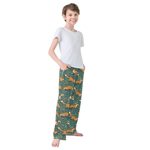 Boys' Pants Fox Forest Plant Long Bottoms Jogger Pants Elastic Waist Trousers with Pockets S-XL4