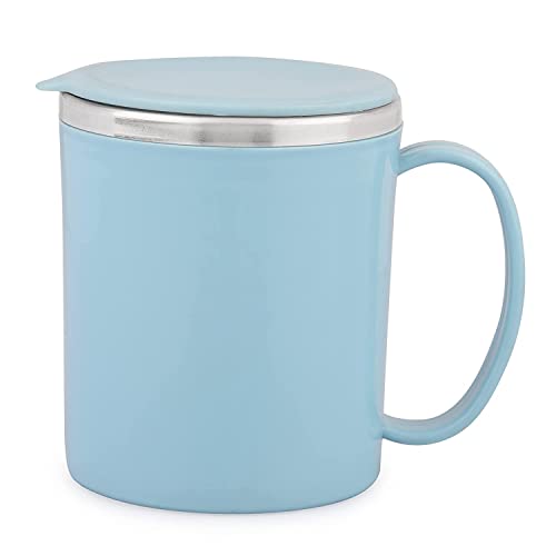 Black Olive Coffee Mug with Lid and Handle- Plastic Covered Stainless Steel Double Walled Insulated Tea Mug to Carry Hot & Cold Beverage for Kids, Girls, Boys, Students (Random Color, 200 ML) 4 31JSk7PyIZL