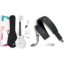 Enya Tenor Ukulele 26 Inch Carbon Fiber Cutaway Travel Ukelele for Adult with Beginner Bundle Kit Including Case, Strap, Capo and StringsNova U Pro White& enya Magnetic Strap