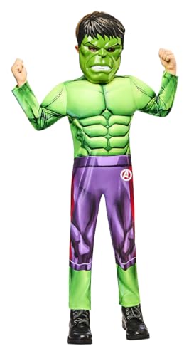 Rubies DISFRAZ HULK BLACK LINE INFANTIL para niño, talla S, Jumpsuit acolchado y máscara, para Carnaval, Navidad, Fiestas y Cosplay