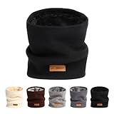 [Petasonien] ネックウォーマー レディース メンズ ネックガード 冬 360°極めた暖かさ ふわふわ裏起毛 厚手 防風防寒 保温 柔らかい 軽量 伸縮性 無地 ネック ゲーター (02無地-ブラック)