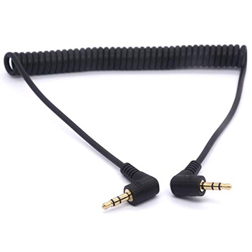 Cable de audio en espiral con conector 3.5mm en ángulo miniatura 3
