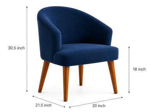 Image of WOODEN SPACE Velvetine Arm Chair for Living Room | Pure Sheesham Wood Legs & Premium Velvet Fabric | Vintage Accent Chair for Home & Office (Blue Pack of 6)