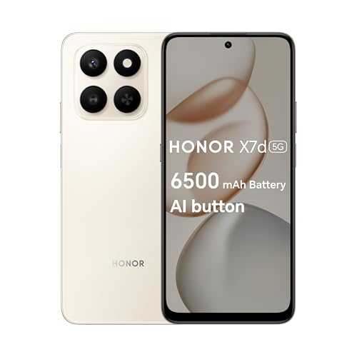 HONOR X7d 4G Smartphone, 8GB RAM 256GB ROM, Dual SIM, 6500mAh Battery, 108MP Camera, 6.77" 120Hz Display, Desert Gold – Middle East Version