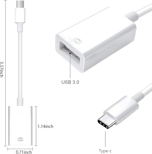 Image of Mudo Apple-USB-C to Camera Adapter Compatible with iPhone 15 Pro Max /iPhone 16 Pro Max /USB OTG Cable Converter Support Camera, Card Reader, USB Flash Drive, MIDI Keyboard (White)
