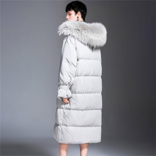 Veste doudoune mi-longue décontractée à capuche amovible et coupe ample - 3