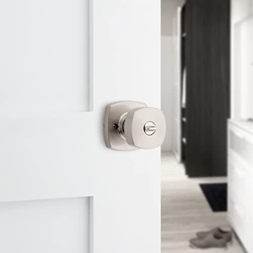 Kwikset Arroyo Knob Interior Privacy Door Knob with Lock, Door Handle For Bathroom and Bedroom, Satin Nickel Keyless Turn Lock Doorknob, with Microban Protection - image 4