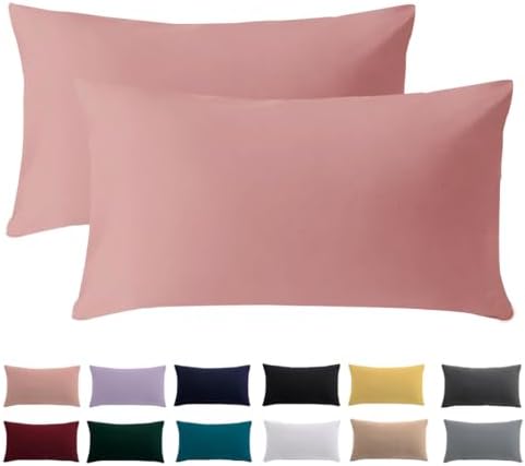 Beqnat Kissenbezug 40x70 2er Set, Kopfkissenbezug Korallenrosa | 100% Mikrofaser Kopfkissenbezug 40 x 70 cm mit Reißverschluss, Kissenhülle Für Kissen, Bügelfrei & Knitterfrei, Was