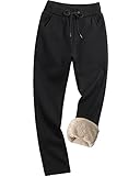 GXAMOY Men's Fleece Pants Sherpa Lined Sweatpants Winter Thicken Warm Lounge Athletic Sports Jogger Pants with Pockets Black L(1808)