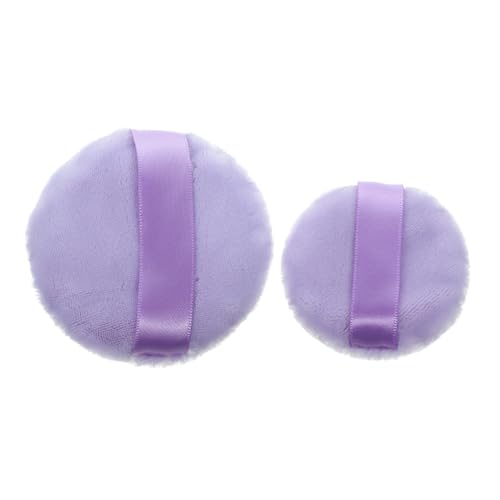 Healeved 2pcs Round Velvet Puff Makeup Puff for Face Powder Small Portable Makeup Finger Strap