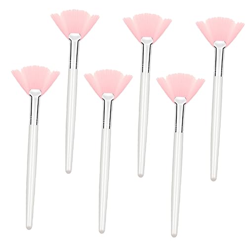 Ipetboom 6pcs Soft Bristle Facial Brush Set for Makeup Esthetician Makeup Applicator Kit Long Handle Fan for Women