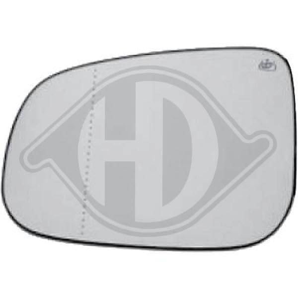 DIEDERICHS 7661029 Espejo retrovisor espejo completo para ajuste elect. espejo con sensor de temperatura asférico calefactable izquierda Compatible con VOLVO V70 III 135 S80 II 124