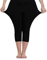 PandaWears Women's Reg/Plus Size Capri - Stretch Fit (4XL, Black)