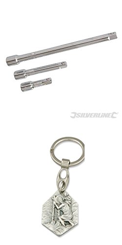 Preisvergleich Produktbild Steckschlüssel-Verlängerungen, 3 teilig Satz, 1 / 2-Zoll-Antrieb, Kippverlängerung, Stecknuss, Nuss, Adapter (929977783095) mit Anhänger Hlg. Christophorus