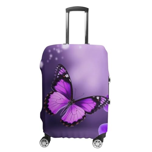 Purple Butterfly Luggage Cover, Washable Elastic Suitcase Cover Protector Fit 18-32 Inch Luggage