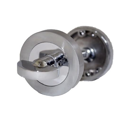 Epsom Door Handle Premium Chrome | Satin Nickel Privacy Thumb Turn Lock Satin Chrome Finish Easy-Fit Bathroom Door Lock Set Interior | Toilet Door Hardware