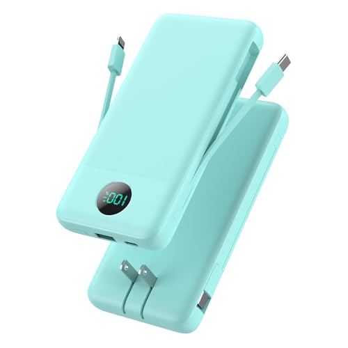 Portable Charger 13800mAh Slim USB C Power Bank Built in