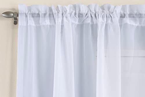 Enhanced Living White Plain Woven Voile Slot Top Curtain Panel Pair (57x72) 145x183cm, CRY01PA72-PAIR, 145 x 183cm (57x72)