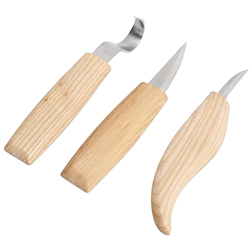 Diydeg Ferramentas de entalhe em madeira, faca de entalhe de aço inoxidável 3 em 1, kit de entalhe e