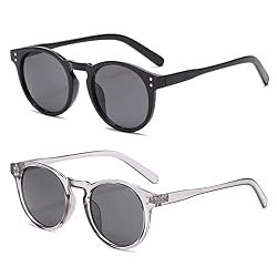 Long Keeper 2 Pair Vintage Round Sunglasses for Mens Wome…