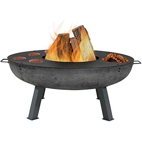 Sunnydaze Outdoor Fire Pit Bowl with Cooking Ledge Cover