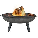Sunnydaze Large Outdoor Fire Pit Bowl with Cooking Ledge - Wood Burning Fireplace - 40 Inch - for Patio, Backyard, and Camping