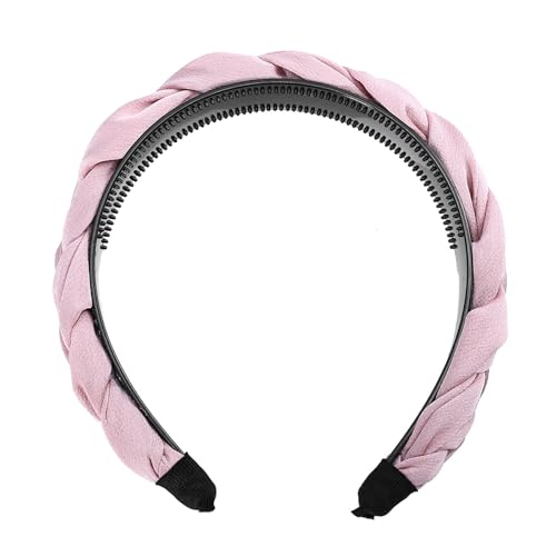 Image of GATHINESS Retro Pink Cloth Headband for Women, Comfortable and Holds Hair Tightly, Braided Design with Teeth, for Everyday Use and Daily Wearing