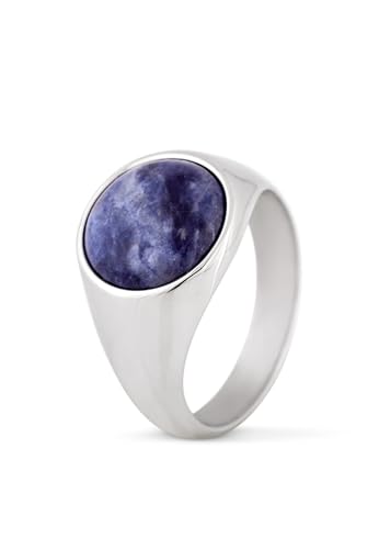 Bague chevalière homme acier inoxydable avec pierre semi-précieuse