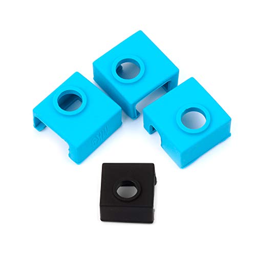 3D Printer Parts, FYSETC 3D Printer Heater Block Silicone Sock MK7 MK8 MK9 Hotend Heater Protect Silicone Cover for CR-10 Mini S4,S5 Ender 3 Anet A8 Tevo Tornado -3 Pcs, Blue