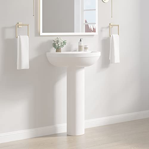 Amashen Cloakroom Basin Full Pedestal Bathroom Sink, 1 Tap Hole White Ceramic Wash Basin Modern (Pedestal Only) #TOP4