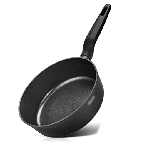 OQHAIR Sartén profunda con revestimiento antiadherente Cocina de inducción con mango de doble tornillo de aluminio (Color : A, Size : 28cm) (A 24cm)