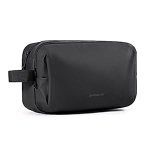 BAGSMART Trousse de Toilette Homme Voyage,Accessoires de Toilette Sac de Rasage,Imperméable Sac de Toilette,Double Fermeture Éclair avec Poignée,Noir,S