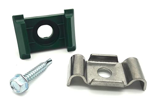 Preisvergleich Produktbild 20 x KU grün + Klemmlasche + Bohrschraube für Doppelstabmattenzaun Eck Halter Zaunpfosten Top