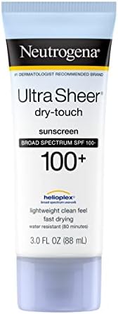 Neutrogena Ultra Sheer Dry-Touch Water Resistant and Non-Greasy Sunscreen Lotion with Broad Spectrum SPF 100+, 3 Fl Oz (Pack of 1)