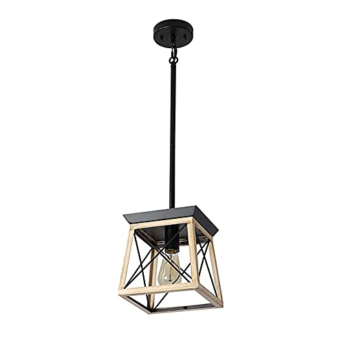 Lámpara colgante de metal retro industrial E27 techo luminaria suspendida negra de 1 luz