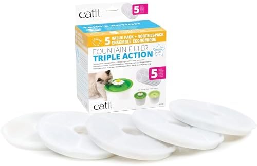 Catit Senses 2.0 Cat Water Fountain Filters, Cat Water Fountain, 5 Pack