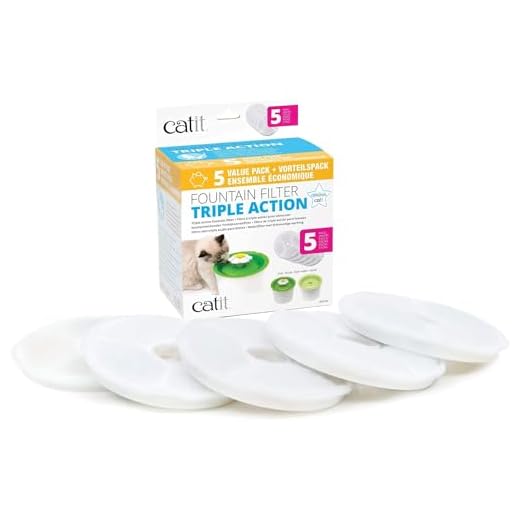 Catit Triple Action Filter, 3fach wirksamer Ersatzfilter, Trinkbrunnenfilter, 5er Pack