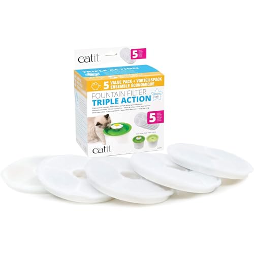 Catit Senses 2.0 Cat Water Fountain Filters, Cat Water Fountain, 5 Pack by Catit - Used condition - CA$18.04
