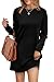 WIHOLL Black Dresses for Women Long Sleeve Crewneck Trendy Casual Mini Dress with Pockets Loose Fit Fall Fashion 2024 L