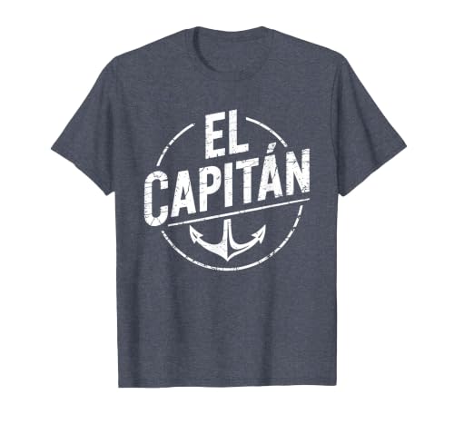 El Capitan Shirt Men Women Anchor Boat Captain Funny Boating T-Shirt, Men, Heather Blue, Large